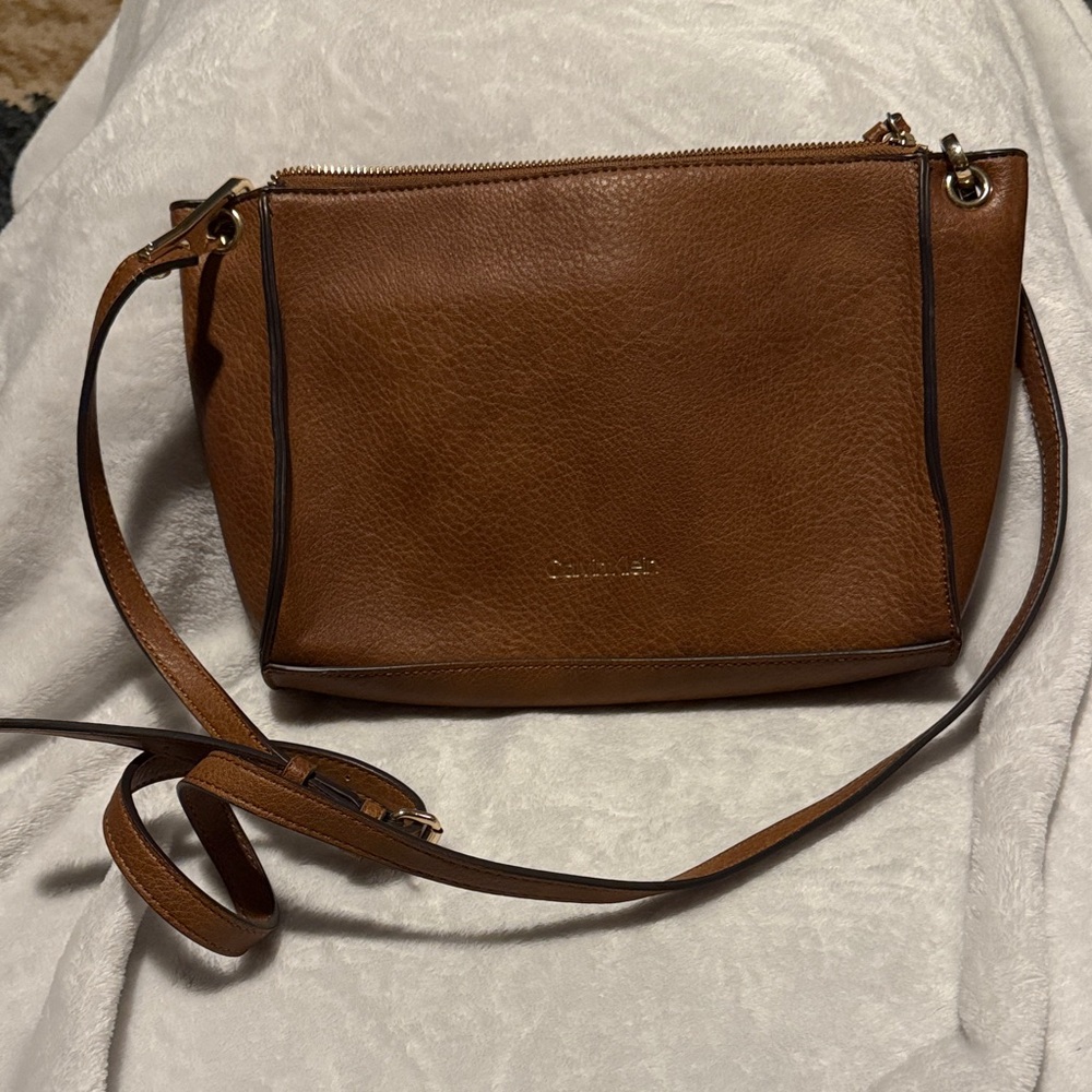 Calvin Klein Tan Leather Crossbody Bag